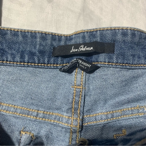 Sam Edelman The Kitten Straight Leg Raw Hem Jeans Quinn Denim Blue NWT Size 8/29 - Picture 6 of 9